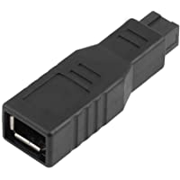 ABS Negro de Fire Wire 800 – 400 adaptador convertidor de Connecter de 6 pin hembra a adaptador de conector de de 9 PIN…